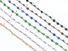 Load image into Gallery viewer, Hand Made Colorful CZ Crystal Cone Beaded Bezel Chain EF155