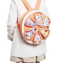 Load image into Gallery viewer, Women's Orange Multi-Compartment Backpack – PU &amp; Cotton Casual Daypack