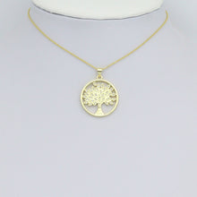 Load image into Gallery viewer, Oval CZ Gold Tree Charm Pendant, Sku#LK1163