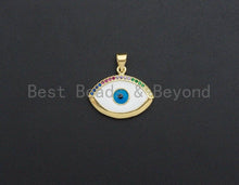 Load image into Gallery viewer, Enamel Colorful Evil Eye Pendant,CZ Micro Pave Oil Drop pendant,Enamel pendant,Enamel Jewelry,21x18mm,sku#F1035