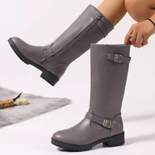 Load image into Gallery viewer, Women's Round Toe Block Heel Boots | Mid Heel Side Zip Ankle Boots