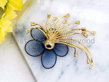 Load image into Gallery viewer, CZ Micro Pave Blue Silk Flower Brooch, p39