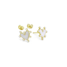 Load image into Gallery viewer, White Spike Heart Stud Earrings, Sku#LD533