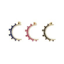 Load image into Gallery viewer, Black Fuchsia Cobalt  CZ Cresent Moon Charm, Sku#L688
