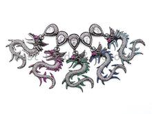 Load image into Gallery viewer, CZ Micro Pave Dragon Pendant, Cubic Zirconia Pendant, Turquoise/Silver/Fuchsia/Violet/Cobalt, 37x70mm, SKU#F318