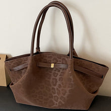 Load image into Gallery viewer, Women's Retro Suede Tote Handbag - Quilted Shoulder Bag with Patchwork Detail