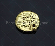 Load image into Gallery viewer, CZ Micro Pave Heart On Round Coin Charm/Pendant, Heart Shape Charm, Gold Coin Pendant, Gold plated charm, 18mm, Sku#LK131