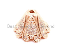 Load image into Gallery viewer, CZ Micro Pave Large Beads Cap, Metal Beads Cap,Tassel Cap, 18x12mm,sku#G88