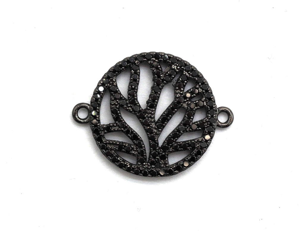 Black CZ flower Connector charm, sku#A92