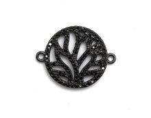 Load image into Gallery viewer, Black CZ flower Connector charm, sku#A92