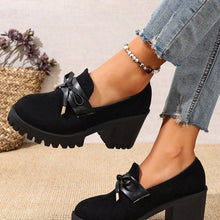 Load image into Gallery viewer, Women's French Loafer Suede Slip-on Shoes - Chunky Heel Pumps with Striped Design