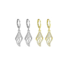 Load image into Gallery viewer, Clear CZ Shell Flower Snail Dangle Earrings, Sku#A463