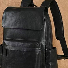 Load image into Gallery viewer, Genuine Leather Commuter Backpack for Men – Flip-Top Multi-Pocket Urban Business Bag