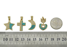 Load image into Gallery viewer, CZ Turquoise Star Moon Heart Cross Charm, Sku#L666