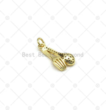 Load image into Gallery viewer, CZ Micro Pave Spoon Fork Shape Pendant, 18K Gold Filled Spoon Fork Charm, Necklace Bracelet Charm Pendant,Sku#LD166