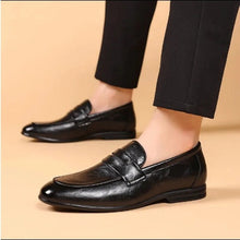 Load image into Gallery viewer, Men's Business Formal Leather Dress Shoes | Slip-On Oxford | Black &amp; Brown