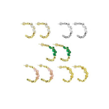 Load image into Gallery viewer, Gold Silver Crystal Diamond cut Ball Hoop Earrings, Sku#LX474c