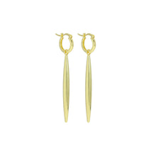 Load image into Gallery viewer, Plain Gold Long Bar Pendant Hoop Earrings, Sku#A403