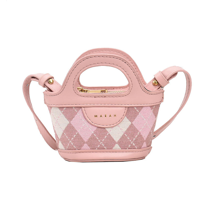 Patchwork Plaid Mini Tote Crossbody Bag - Korean Fashion PU Leather Handbag