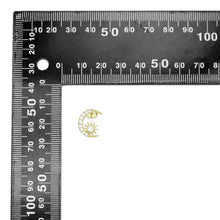 Load image into Gallery viewer, Clear CZ Cresent Moon Star Stud Earrings, Sku#A412