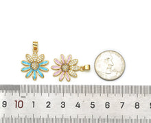 Load image into Gallery viewer, CZ Enamel Sunflower Charm,Daisy flower charm, Sku#LK580