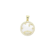 Load image into Gallery viewer, Gold Clear CZ Mother of Pearl Moon star Charm Pendant, Sku#LX687