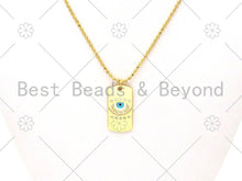 Load image into Gallery viewer, CZ Micro Pave Turquoise Blue Evil Eye Dog tag charm,18K Gold Filled Evil Eye Charm,Sku#L581