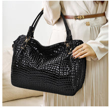 Load image into Gallery viewer, Women's Genuine Leather Tote Bag - Crocodile Pattern Large Casual Handbag