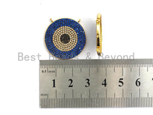 Load image into Gallery viewer, Colorful CZ Micro Pave Evil Eye Round Pendant, Green/Turquoise/Cobalt/Fuchsia/Violet CZ Pave Charm, 25mm, sku#F718