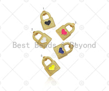 Load image into Gallery viewer, Colorful Enamel Heart On Lock Shape Pendant, Enamel Pendant Jewelry Findings,22x16mm,Sku#L559