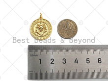 Load image into Gallery viewer, Dainty Gold Embossment Lion Head Shape Charms, Dainty Charms, Gold Pendant,Lion Head Necklace Charms, 19x21mm, Sku#F1323
