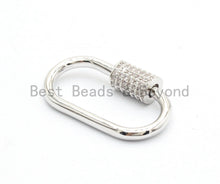 Load image into Gallery viewer, CZ Micro Pave Oval Shape Clasp, Gold/Rose gold/Gunmetal/Silver Plated U Shape Clasp, Pave Carabinar Clasp,14x27mm, sku#H136