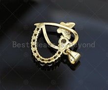Load image into Gallery viewer, 18K Gold Butterfly On Heart Shape Pendant,Heart Charm, Heart Pave Pendant, Gold plated, 19x22mm, Sku#LK52