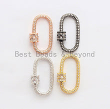 Load image into Gallery viewer, CZ Micro Pave Oval Shape Clasp, Gold/Rose gold/Gunmetal/Silver Plated Clasp, 15x29mm, sku#H144