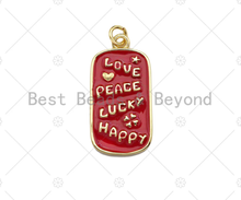 Load image into Gallery viewer, Enamel Colorful Blessing Word On Rectangle Shape Pendant, Enamel Medallion Pendant,Love Happy Lucky Peace,14x28mm,Sku#LK210