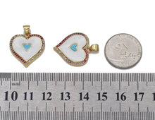 Load image into Gallery viewer, Gold Colorful CZ Enamel Blue Heart Charm, Sku#LK719