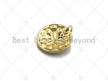 Load image into Gallery viewer, 18K Gold Medallion Round Coin with Black Pave Flower Charm, Brass Medallion, Coin Charm, Pave Charm, 17mm, Sku#LK20