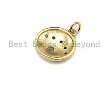 Load image into Gallery viewer, Colorful CZ Micro Pave Round Gold Coin Pendant, Coin Shaped Pave Pendant, Gold plated,21x23mm, Sku#F870