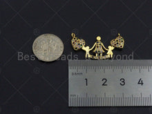 Load image into Gallery viewer, Colorful CZ Happy Family Mom And Babies With Sweet Heart Pendant, CZ Micro Pave Mother Heart pendant, Pave pendant, 17x30mm, sku#LK13
