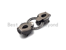 Load image into Gallery viewer, LARGE Clear CZ Micro Pave Panther Leopard Head Box Insert Clasp, Leopard Head Connector, Men's Jewelry Finding, 14x50mm, sku#C110