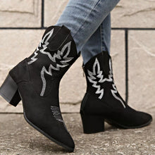 Load image into Gallery viewer, Women's Point Toe Block Heel Boots – Suede Mid Heel Ankle Boots