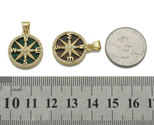 Load image into Gallery viewer, Gold CZ North Star Compass On Round Coin Gemstone Charm, Sku#LX121