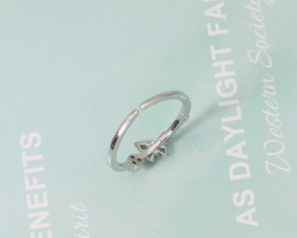 CZ Butterfly Adjustable Ring, Sku#B168