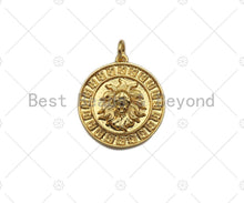 Load image into Gallery viewer, Dainty Gold Embossment Lion Head Shape Charms, Dainty Charms, Gold Pendant,Lion Head Necklace Charms, 19x21mm, Sku#F1323