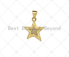 Load image into Gallery viewer, CZ Micro Pave Five Star Shape Pendant/Charm,CZ Dainty Gold Charm, Necklace Bracelet Charm Pendant,14x18mm,Sku#JD01