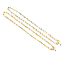 Load image into Gallery viewer, Matte/Shinny Gold Paperclip  Necklace with CZ Clasp, #EF256