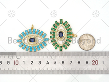 Load image into Gallery viewer, Large Bargutte CZ Micro Pave Evil Eye Shape Pendant/Charm, Gold Filled Evil Eye Pendant, 30x42mm,Sku#LK421