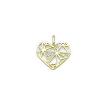 Load image into Gallery viewer, Gold Clear CZ Geometric Diamond Heart Shape Charm Pendant, Sku#LK983