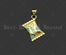 Load image into Gallery viewer, Colorful Enamel Sweet Heart Candy Rectangle Shape Pendant,18K Gold Filled Enamel Charm,Enamel Jewelry,15x20mm,Sku#LK333
