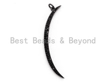 Load image into Gallery viewer, Black CZ Pave On Black Micro Pave Moon Shape Charm Beads, Cubic Zirconia Pendant,3x49mm, sku#F394